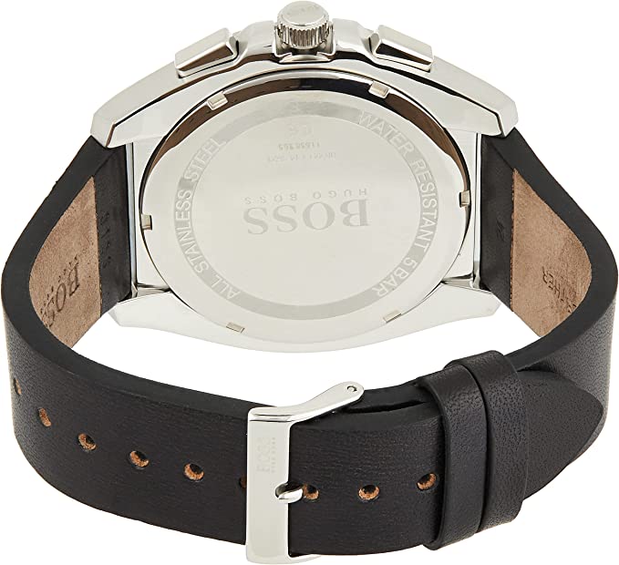  Shop Authentic Hugo Boss Grandmaster Chronograph Black Dial Black Leather Strap Watch for Men - 1513881 - Luxxuri