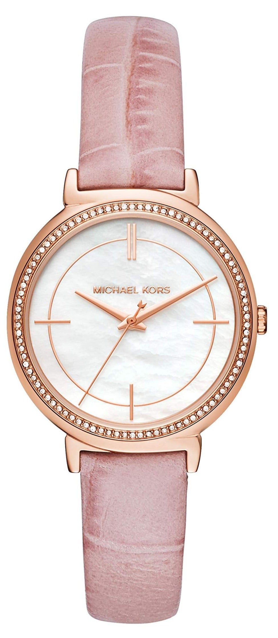  Shop Authentic Michael Kors Cinthia Mother of Pearl Dial Pink Leather Strap Watch for Women - MK2663 - Luxxuri