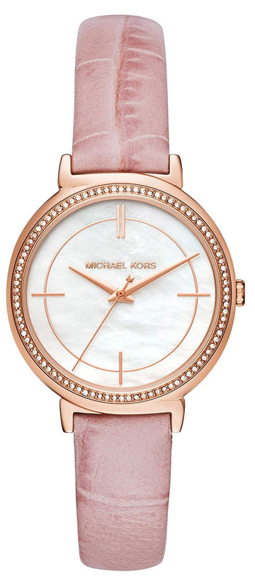  Shop Authentic Michael Kors Cinthia Mother of Pearl Dial Pink Leather Strap Watch for Women - MK2663 - Luxxuri
