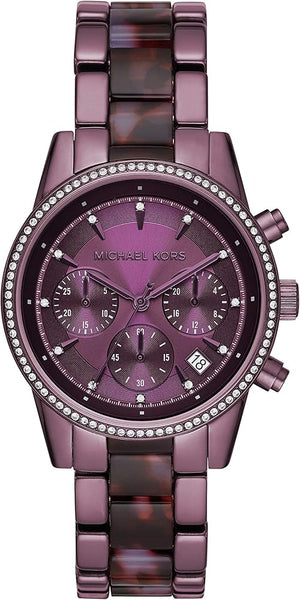  Shop Authentic Michael Kors Ritz Chronograph Purple Dial Purple Steel Strap Watch For Women - MK6720 - Luxxuri