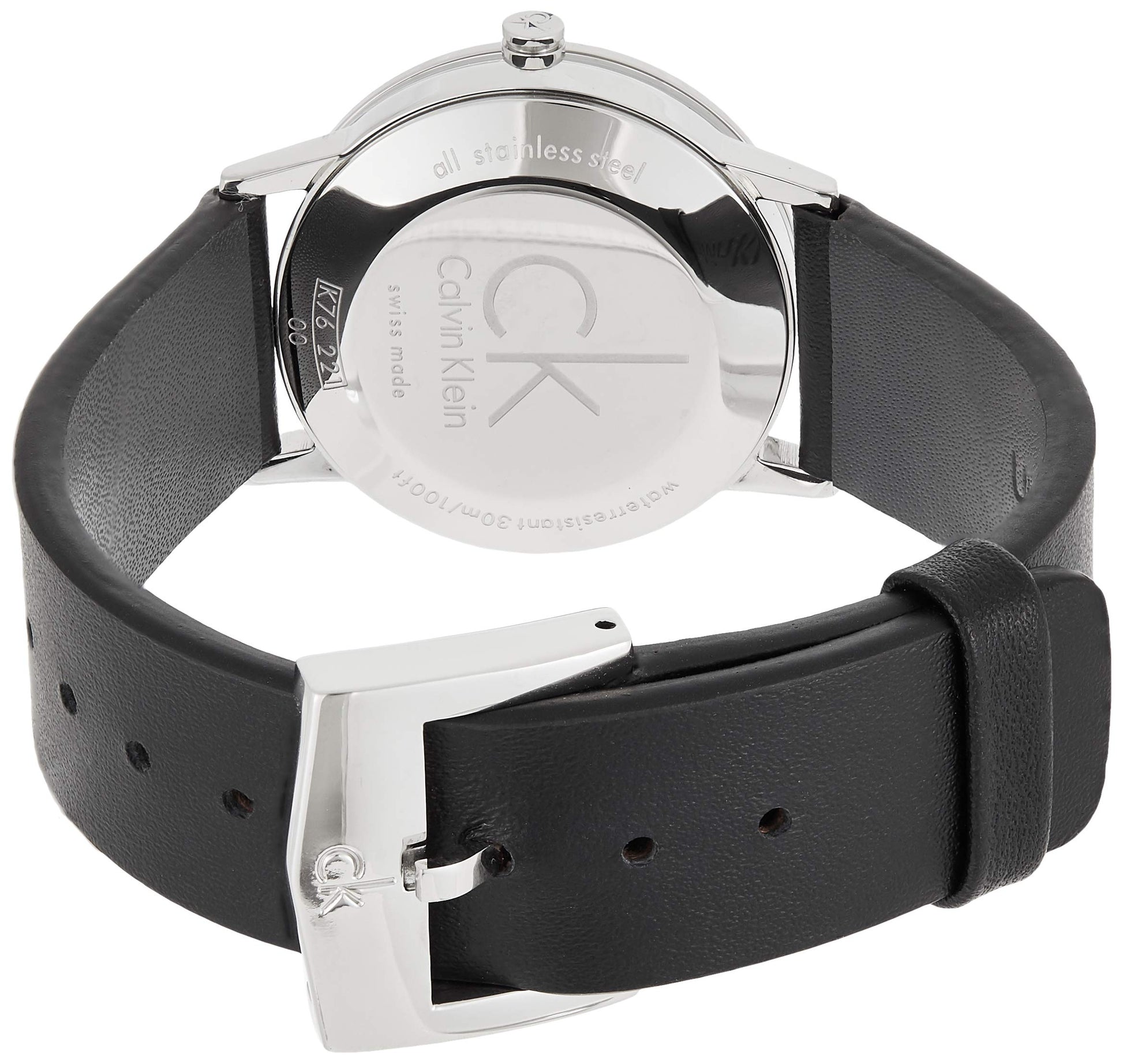  Shop Authentic Calvin Klein Post Minimal Silver Dial Black Leather Strap Watch for Men - K7622185 - Luxxuri