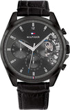  Shop Authentic Tommy Hilfiger Baker Chronograph Black Dial Black Leather Strap Watch For Men  - 1710452 - Luxxuri