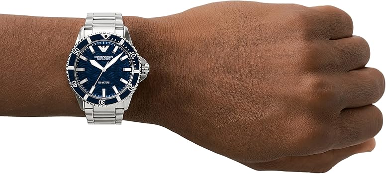  Shop Authentic Emporio Armani Meccanico Automatic Blue Dial Silver Steel Strap Watch For Men - AR60059 - Luxxuri