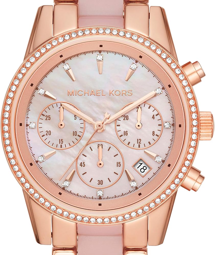  Shop Authentic Michael Kors Ritz Chronograph Mother of Pearl White Dial Two Tone Steel Strap Watch For Women - MK6769 - Luxxuri