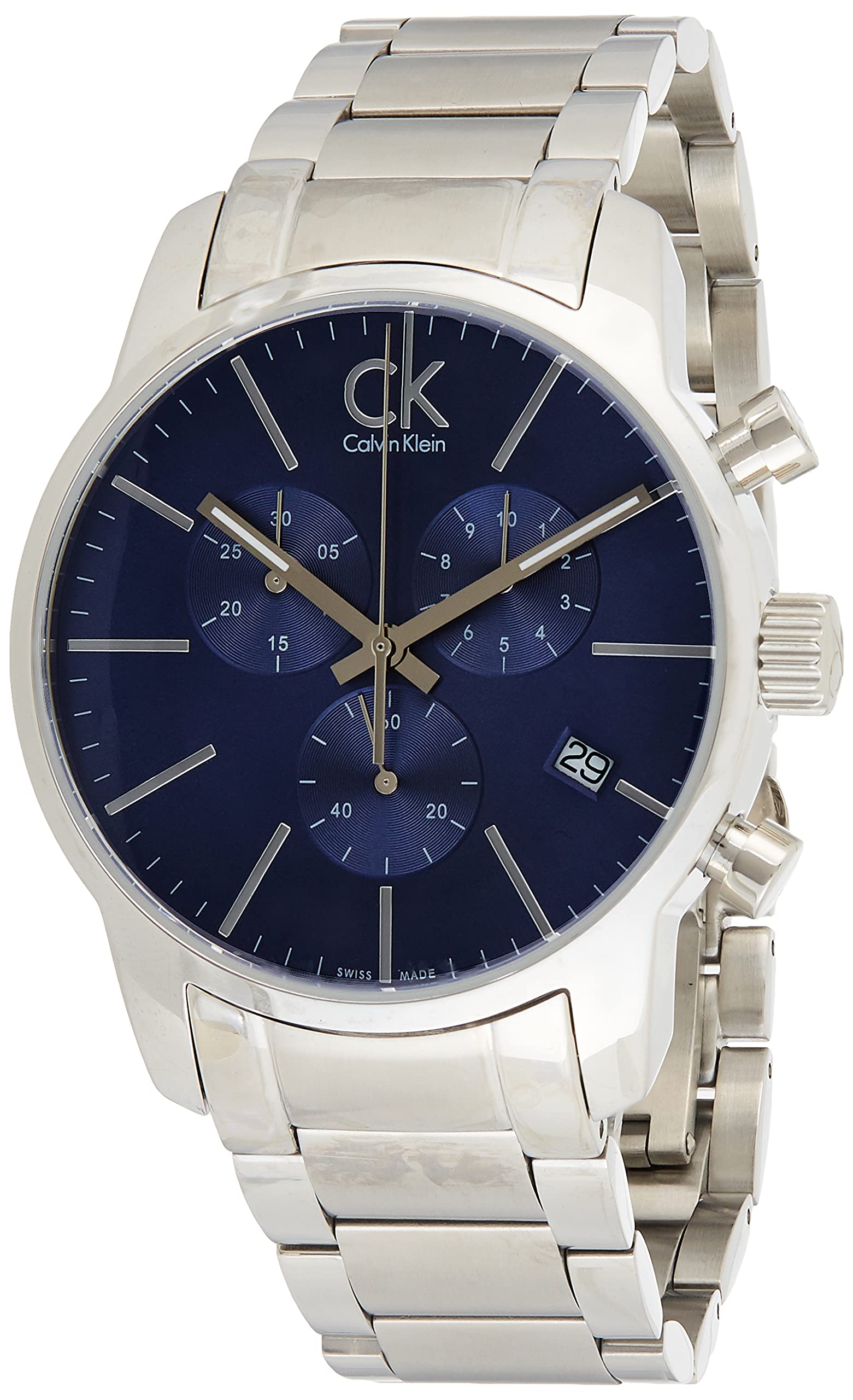  Shop Authentic Calvin Klein City Chronograph Blue Dial Silver Steel Strap Watch for Men - K2G2714N - Luxxuri
