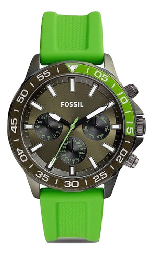  Shop Authentic Fossil Bannon Chronograph Grey Dial Green Silicone Strap Watch for Men - BQ2501 - Luxxuri