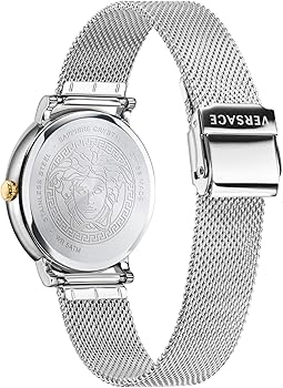  Shop Authentic Versace V-Circle Quartz Silver Dial Silver Mesh Strap Watch for Women - VBP050017 - Luxxuri