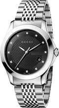  Shop Authentic Gucci G Timeless Diamonds Black Dial Silver Steel Strap Watch For Men - YA126405 - Luxxuri