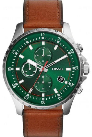  Shop Authentic Fossil Dillinger Luggage Chronograph Green Dial Brown Leather Strap Watch for Men - FS5734 - Luxxuri
