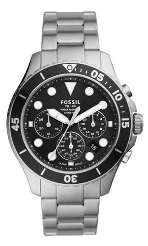  Shop Authentic Fossil FB-03 Chronograph Black Dial Silver Steel Strap Watch for Men - FS5725 - Luxxuri