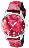  Shop Authentic Gucci G-Timeless Mother of Pearl Red Dial Red Leather Strap Watch For Women - YA1264041 - Luxxuri