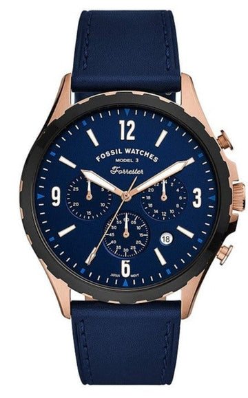  Shop Authentic Fossil Forrester Chronograph Blue Dial Blue Leather Strap Watch for Men - FS5814 - Luxxuri