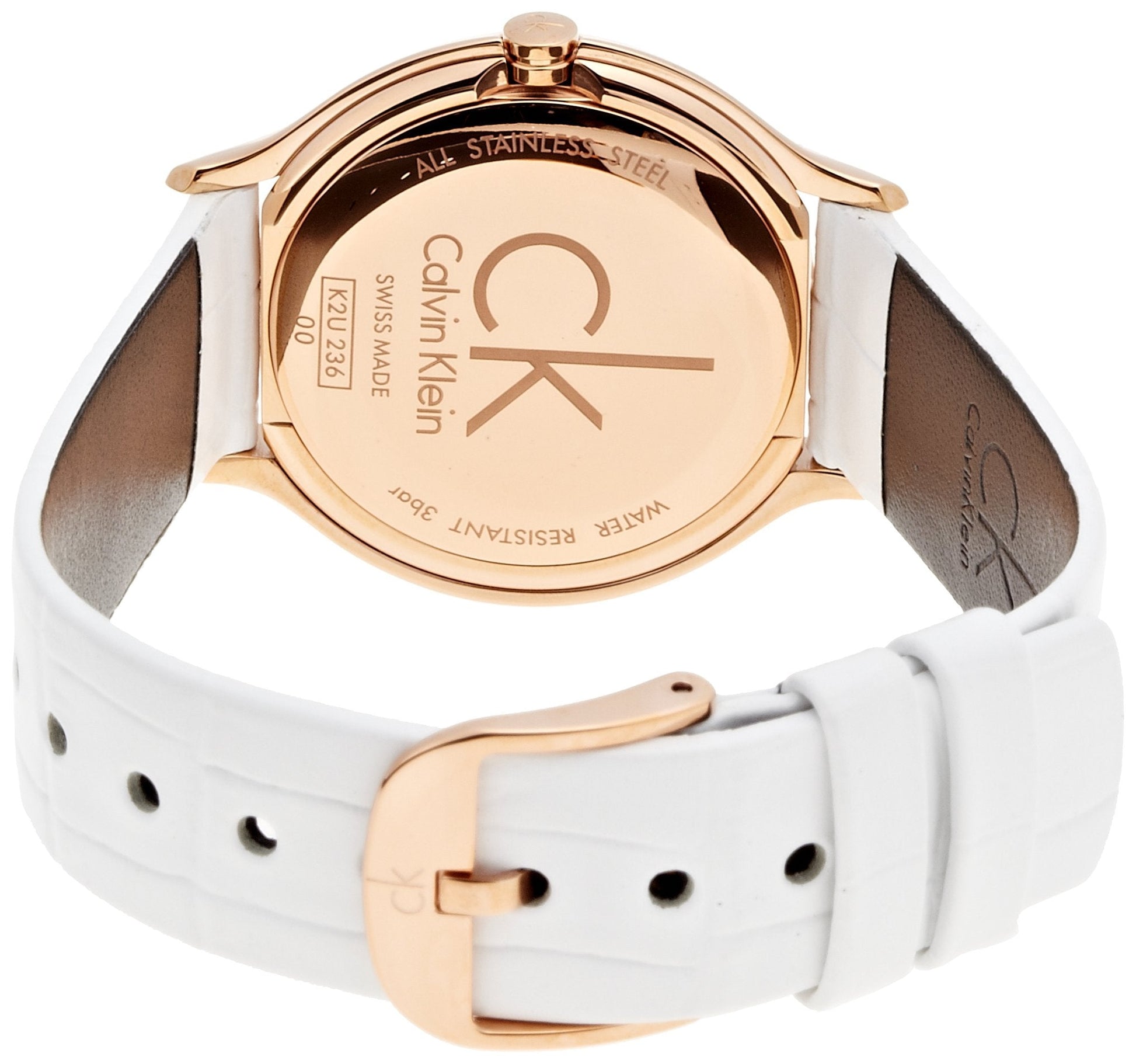  Shop Authentic Calvin Klein Skirt White Dial White Leather Strap Watch for Women - K2U236K6 - Luxxuri