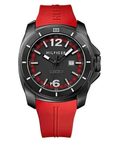  Shop Authentic Tommy Hilfiger Windsurf Black Dial Red Rubber Strap Watch for Men - 1791112 - Luxxuri