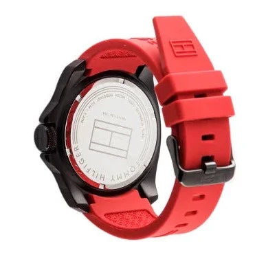 Shop Authentic Tommy Hilfiger Windsurf Black Dial Red Rubber Strap Watch for Men - 1791112 - Luxxuri