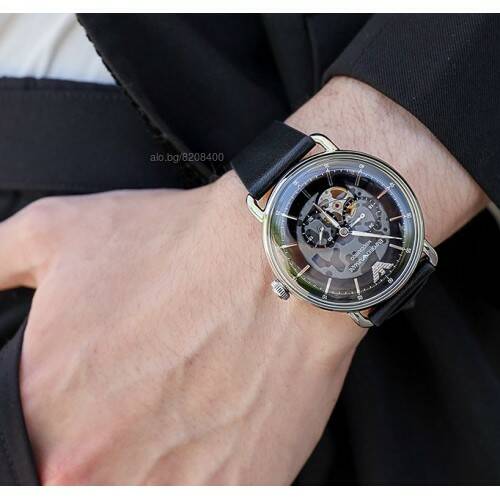  Shop Authentic Emporio Armani Meccanico Skeleton Black Dial Black Leather Strap Watch For Men - AR60026 - Luxxuri