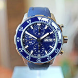  Shop Authentic IWC Aquatimer Chronograph Blue Dial Blue Rubber Strap Watch for Men - IW376711 - Luxxuri