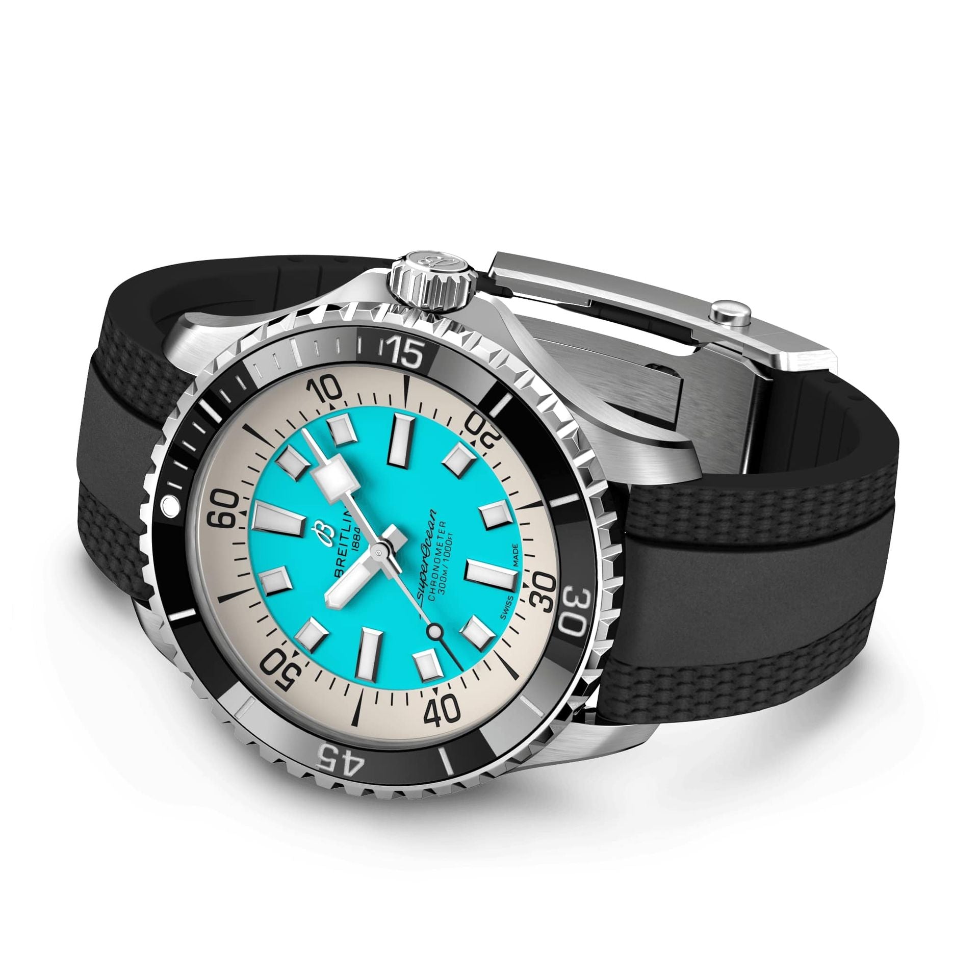  Shop Authentic Breitling Superocean Automatic 44 Turquoise Dial Black Rubber Strap Watch for Men - A17376211L2S1 - Luxxuri