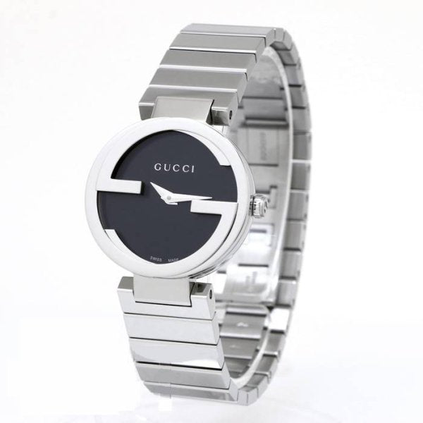  Shop Authentic Gucci Interlocking G Quartz Black Dial Black Steel Strap Watch For Women - YA133502 - Luxxuri