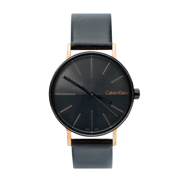  Shop Authentic Calvin Klein Boost Black Dial Black Leather Strap Watch for Men - K7Y21TCZ - Luxxuri