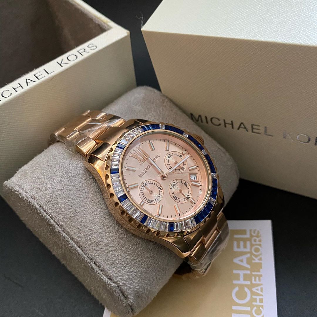  Shop Authentic Michael Kors Everest Chronograph Rose Gold Dial Rose Gold Steel Strap Watch For Women - MK5755 - Luxxuri