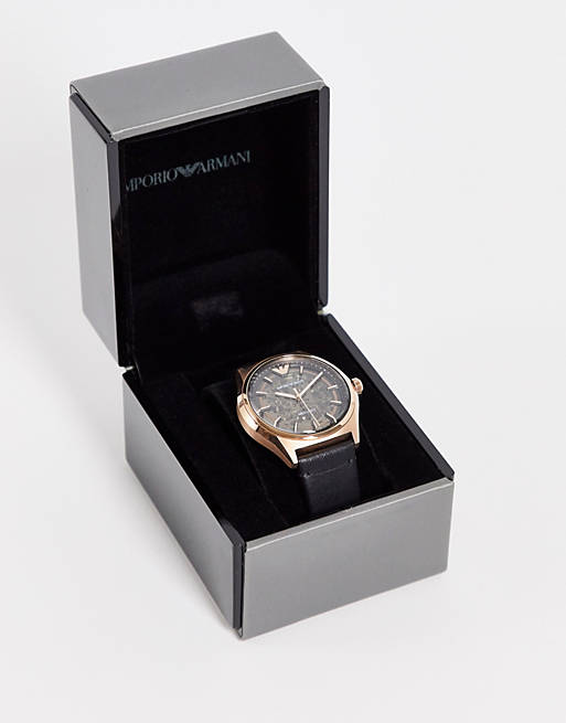  Shop Authentic Emporio Armani Meccanico Black Dial Black Leather Watch For Men - AR60004 - Luxxuri