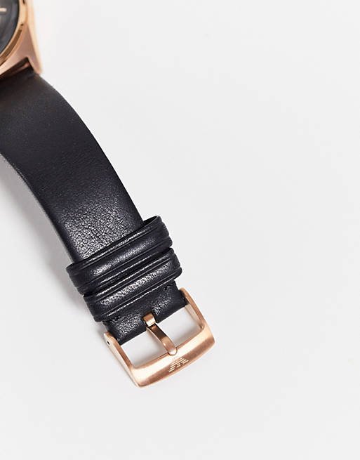  Shop Authentic Emporio Armani Meccanico Black Dial Black Leather Watch For Men - AR60004 - Luxxuri