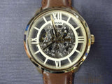  Shop Authentic Fossil Townsman Automatic Skeleton Gold Dial Brown Leather Strap Watch for Men - ME3043 - Luxxuri
