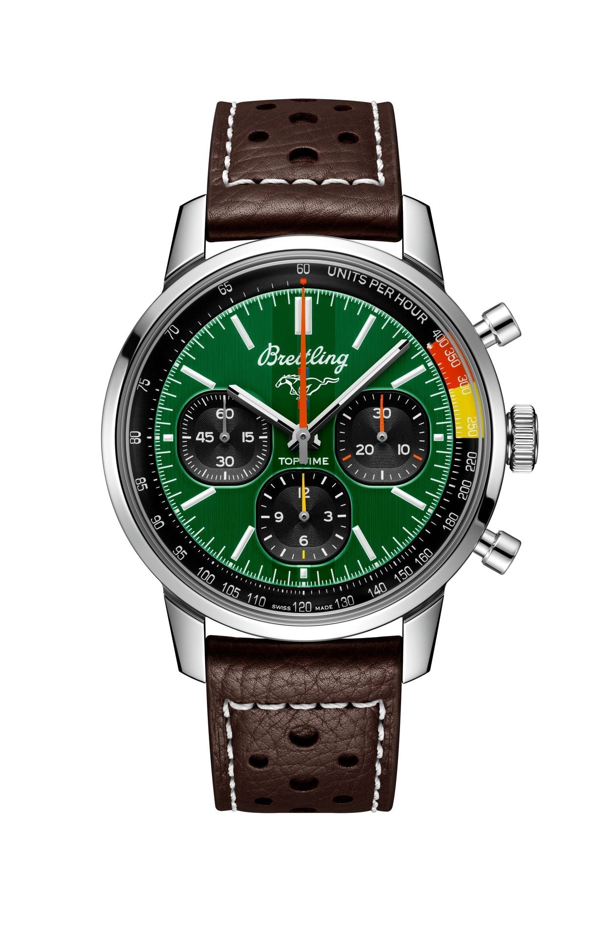  Shop Authentic Breitling Top Time B01 Ford Mustang Green Dial Brown Leather Strap Watch for Men - AB01762A1L1X1 - Luxxuri