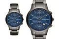  Shop Authentic Emporio Armani Renato Chronograph Quartz Blue Dial Black Steel Strap Watch For Men - AR11215 - Luxxuri