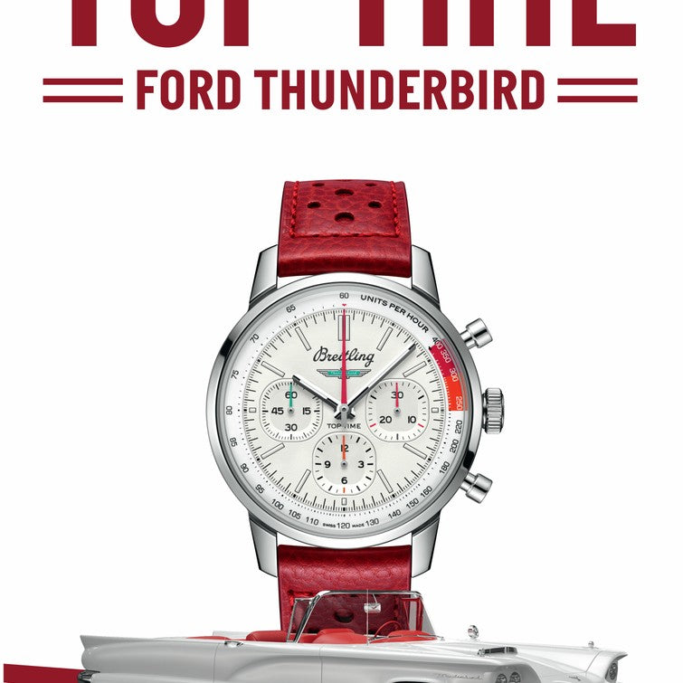  Shop Authentic Breitling Top Time B01 Ford Thunderbird White Dial Red Leather Strap Watch for Men - AB01766A1A1X1 - Luxxuri