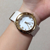  Shop Authentic Marc Jacobs Amy White Dial White Leather Strap Watch for Women - MBM1180 - Luxxuri