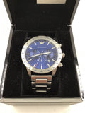  Shop Authentic Emporio Armani Mario Chronograph Blue Dial Silver Steel Strap Watch For Men - AR11306 - Luxxuri