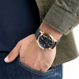  Shop Authentic Fossil Grant Twist Multifunction Blue Dial Blue Leather Strap Watch for Men - ME1162 - Luxxuri