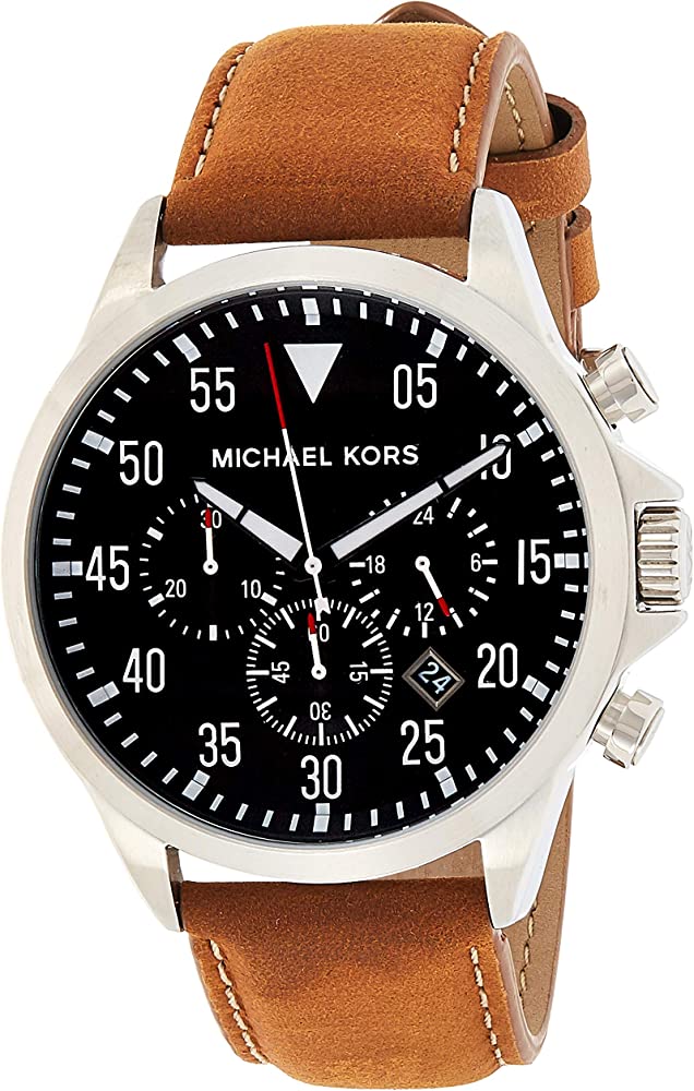  Shop Authentic Michael Kors Gage Chronograph Quartz Black Dial Brown Leather Strap Watch For Men - MK8333 - Luxxuri