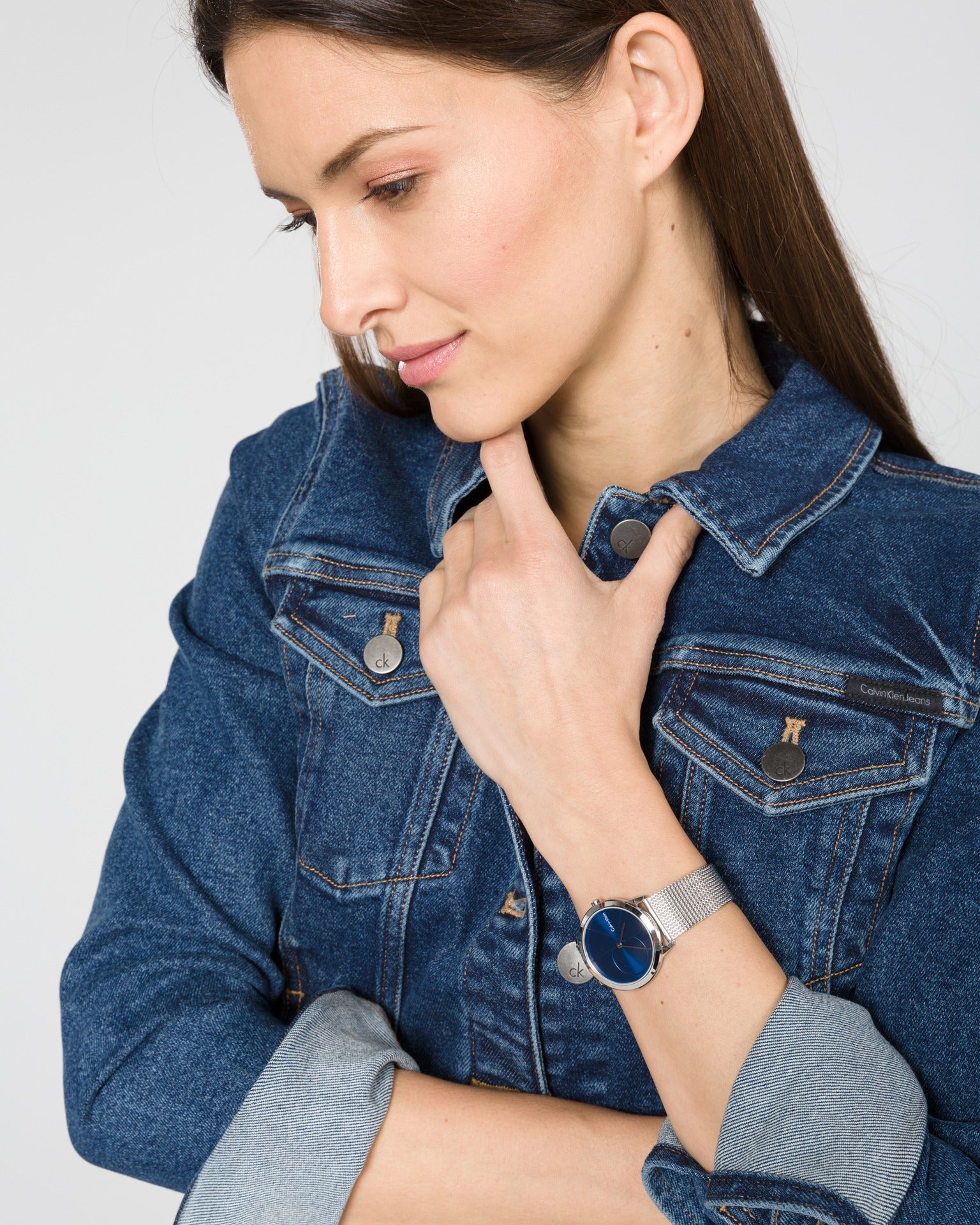  Shop Authentic Calvin Klein Minimal Blue Dial Silver Mesh Bracelet Watch for Women - K3M2212N - Luxxuri