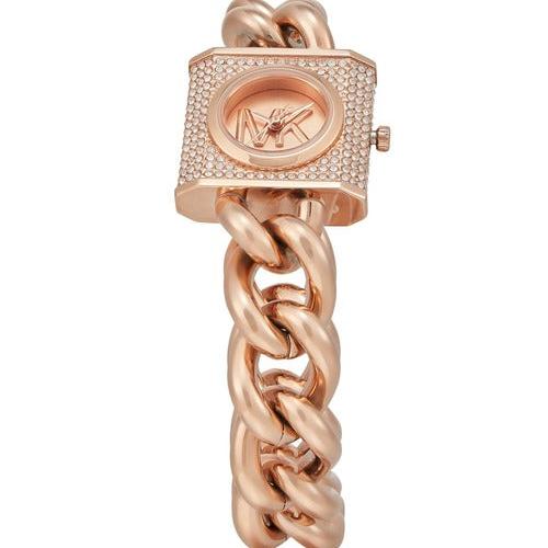  Shop Authentic Michael Kors Chain Lock Three-Hand Rose Gold Dial Rose Gold Steel Strap Watch for Women - MK4827 - Luxxuri