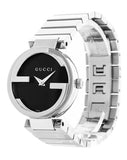  Shop Authentic Gucci G Interlocking Black Dial Silver Steel Strap Watch For Women - YA133307 - Luxxuri