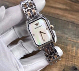  Shop Authentic Emporio Armani Gianni T Bar Mother of Pearl Dial Two Tone Steel Strap Watch For Women - AR11146 - Luxxuri