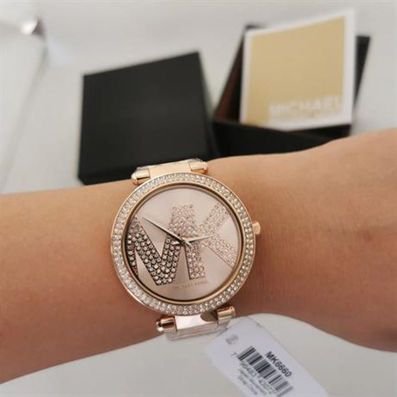 Shop Authentic Michael Kors Parker Quartz Rose Gold Dial Rose Gold Steel Strap Watch For Women - MK6660 - Luxxuri