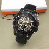  Shop Authentic Fossil Grant Sport Automatic Skeleton Black Dial Black Leather Strap Watch for Men - ME3138 - Luxxuri