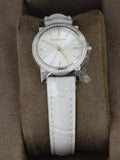  Shop Authentic Burberry The City Diamonds Silver Dial White Leather Strap Watch for Women - BU9221 - Luxxuri