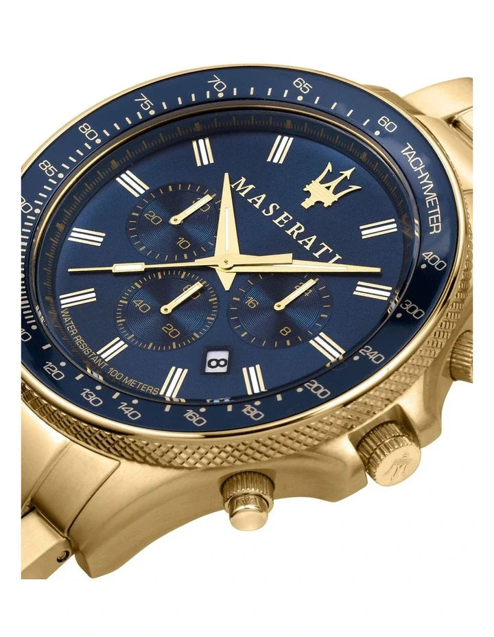  Shop Authentic Maserati SFIDA Analog Blue Dial Gold Stainless Steel Watch For Men - R8873640008 - Luxxuri