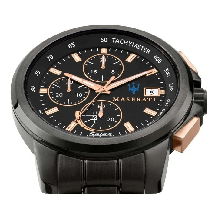  Shop Authentic Maserati Successo Solar Black Dial Grey Steel Strap Watch For Men - R8873645001 - Luxxuri