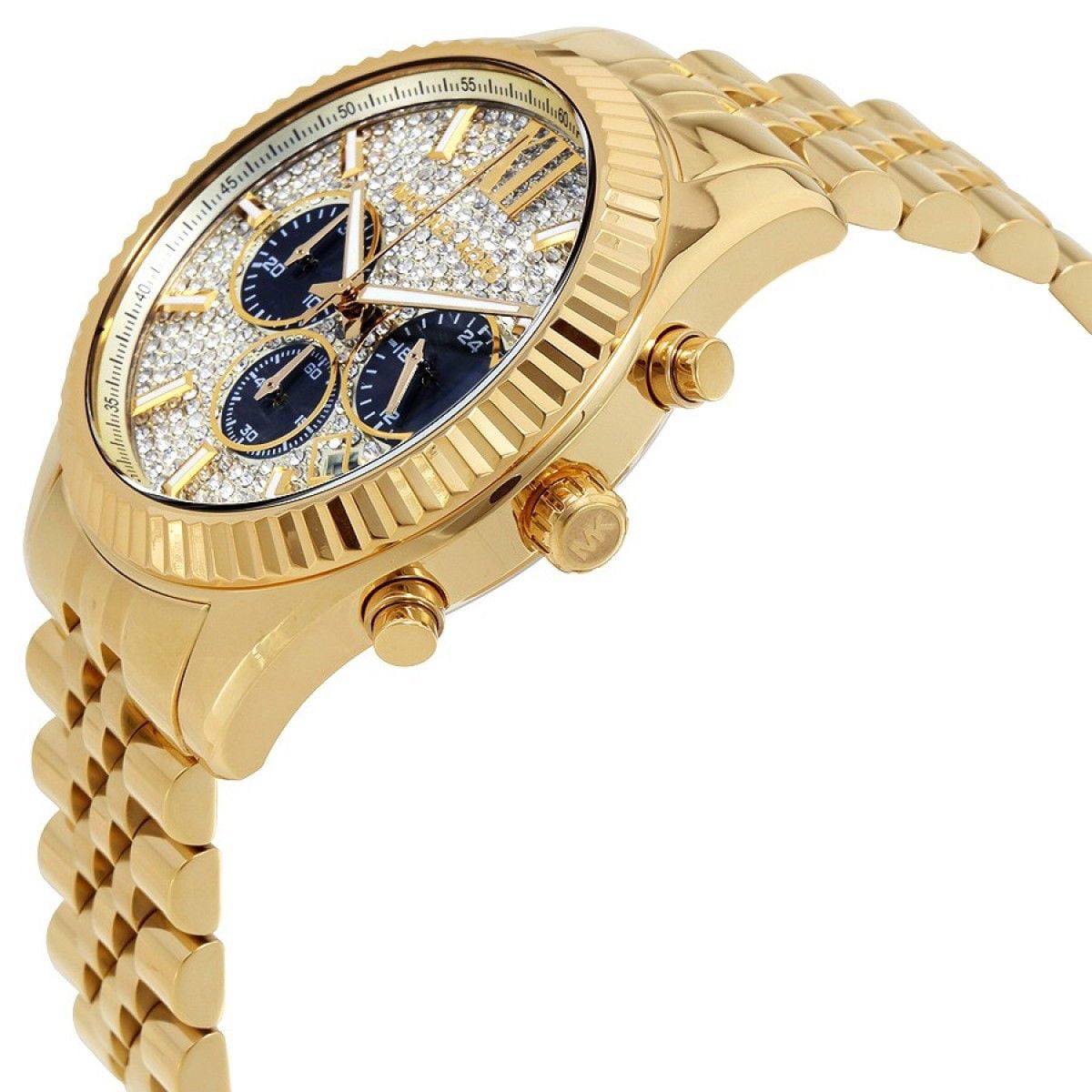  Shop Authentic Michael Kors Lexington Crystals Gold Dial Gold Steel Strap Watch for Men - MK8494 - Luxxuri