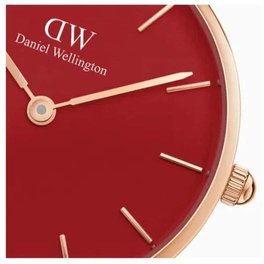  Shop Authentic Daniel Wellington Petite Red Dial Red Leather Strap Watch For Women - DW00100405 - Luxxuri
