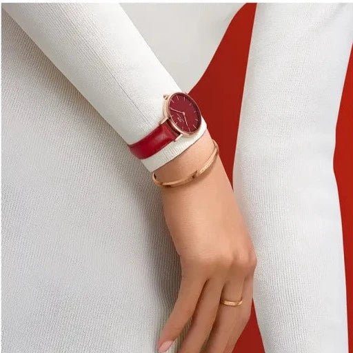  Shop Authentic Daniel Wellington Petite Red Dial Red Leather Strap Watch For Women - DW00100405 - Luxxuri