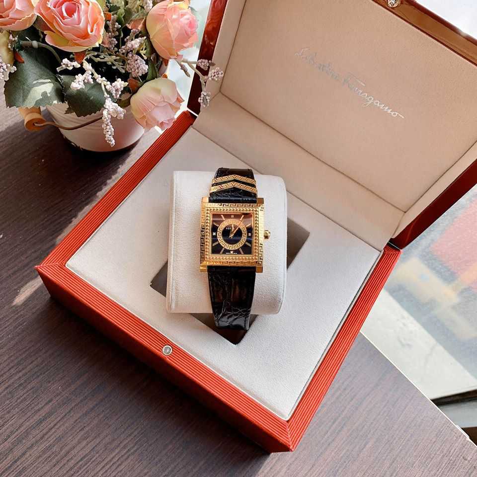  Shop Authentic Versace VD-25 Diamonds Black Dial Black Leather Strap Watch for Women - VQF020015 - Luxxuri