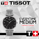  Shop Authentic Tissot T Classic Everytime Quartz Black Dial Silver Steel Strap Watch for Men - T109.410.11.072.00 - Luxxuri