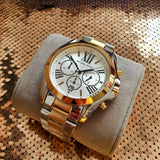  Shop Authentic Michael Kors Bradshaw Chronograph Silver Dial Two Tone Steel Strap Watch For Women - MK5855 - Luxxuri